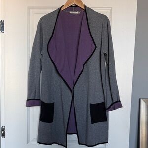 Ost Gray and Purple Contrast Cardigan